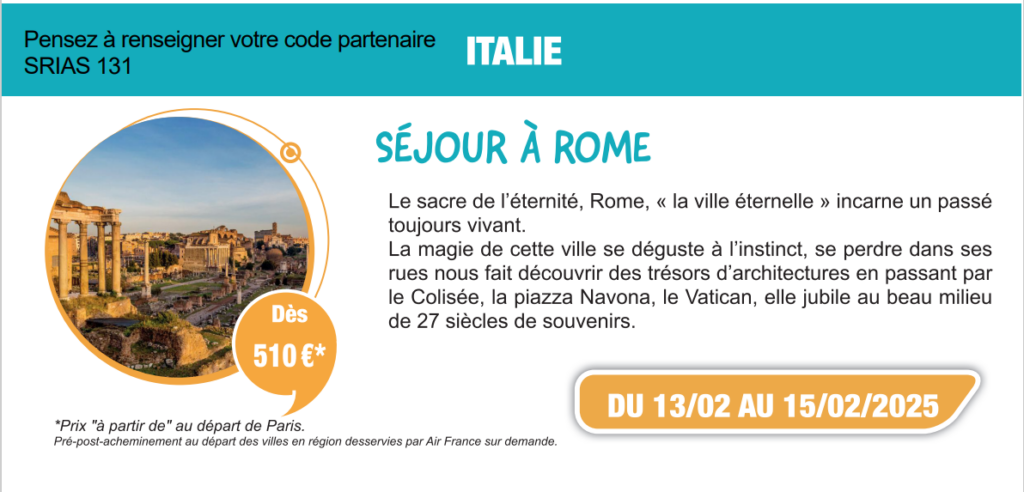 détail séjour Rome du 13 au 15 février 2025