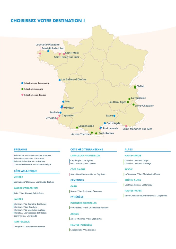 carte de France avec les destinations